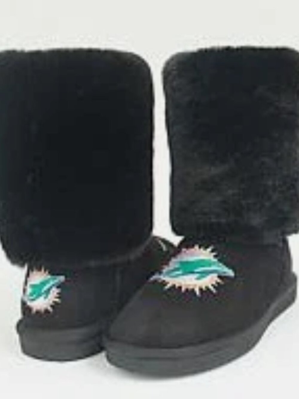 MIAMI DOLPHINS NFL LADIES BLACK CUCE BOOTS WITH INFINITY SCARF NIB SIZE 7
